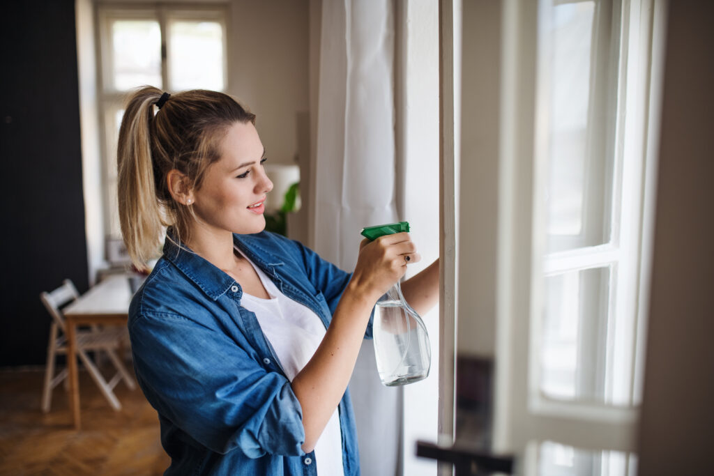 cleaning the house